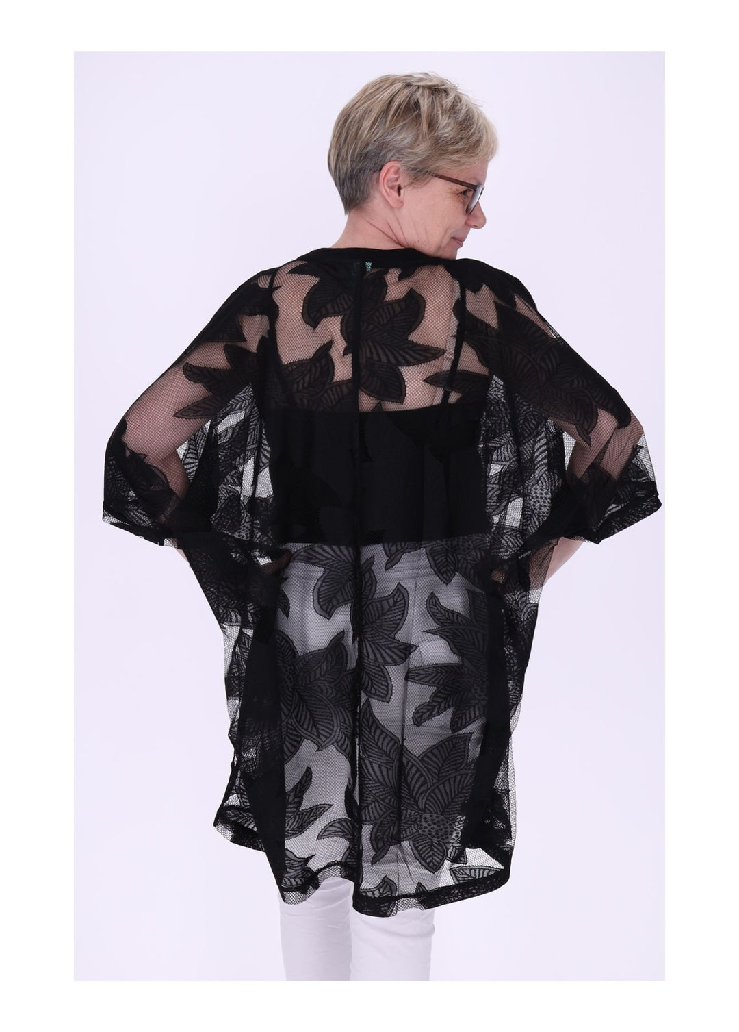 T-Shirt Damen Oversized Spitzenoptik