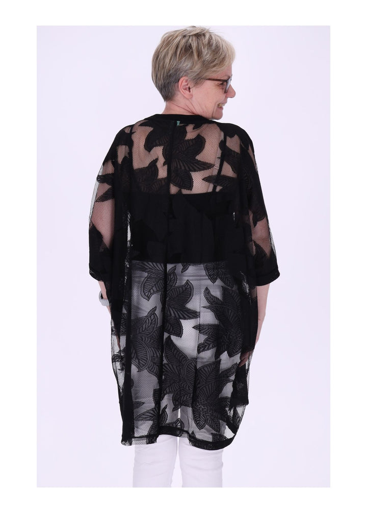 T-Shirt Damen Oversized Spitzenoptik