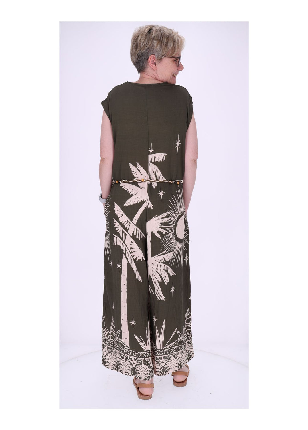 Jumper Damen ohne Arm AOP Palmwedel