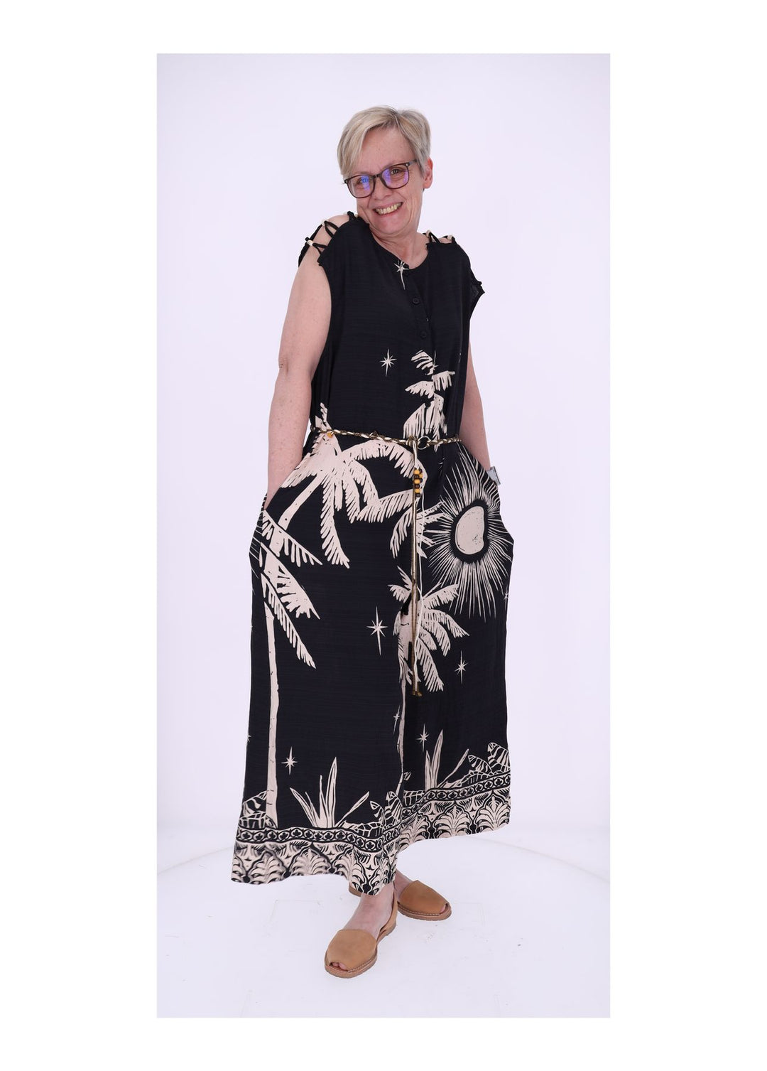 Jumper Damen ohne Arm AOP Palmwedel