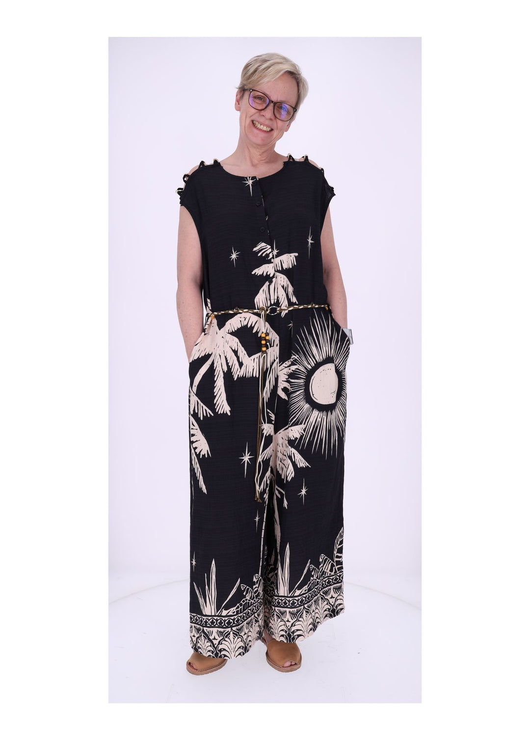 Jumper Damen ohne Arm AOP Palmwedel