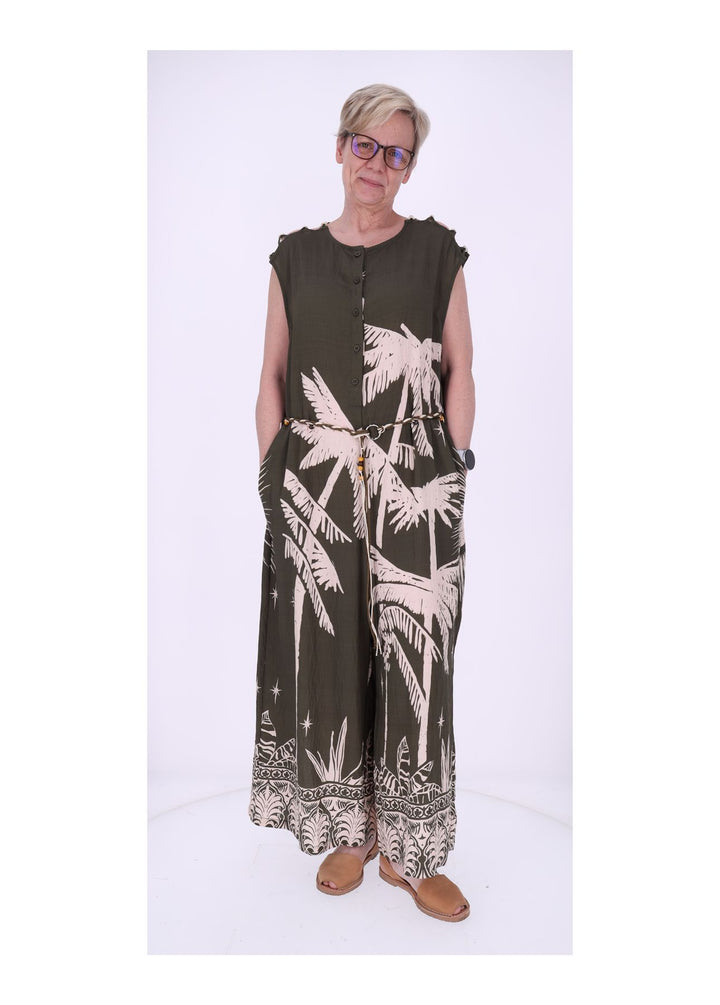 Jumper Damen ohne Arm AOP Palmwedel