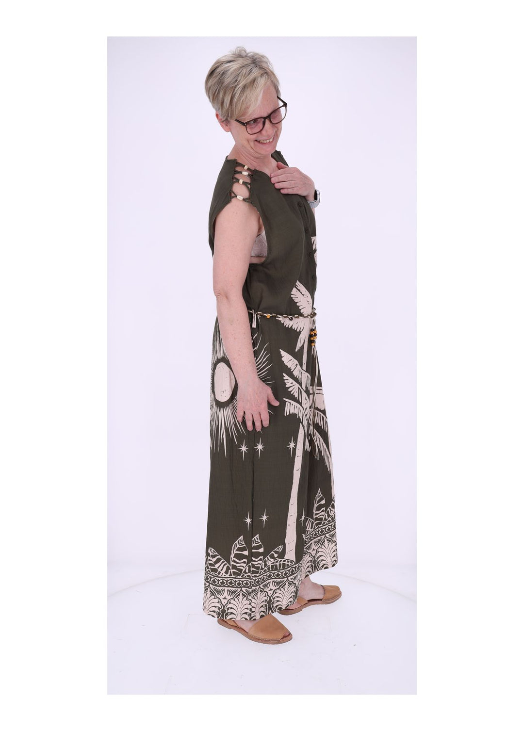 Jumper Damen ohne Arm AOP Palmwedel
