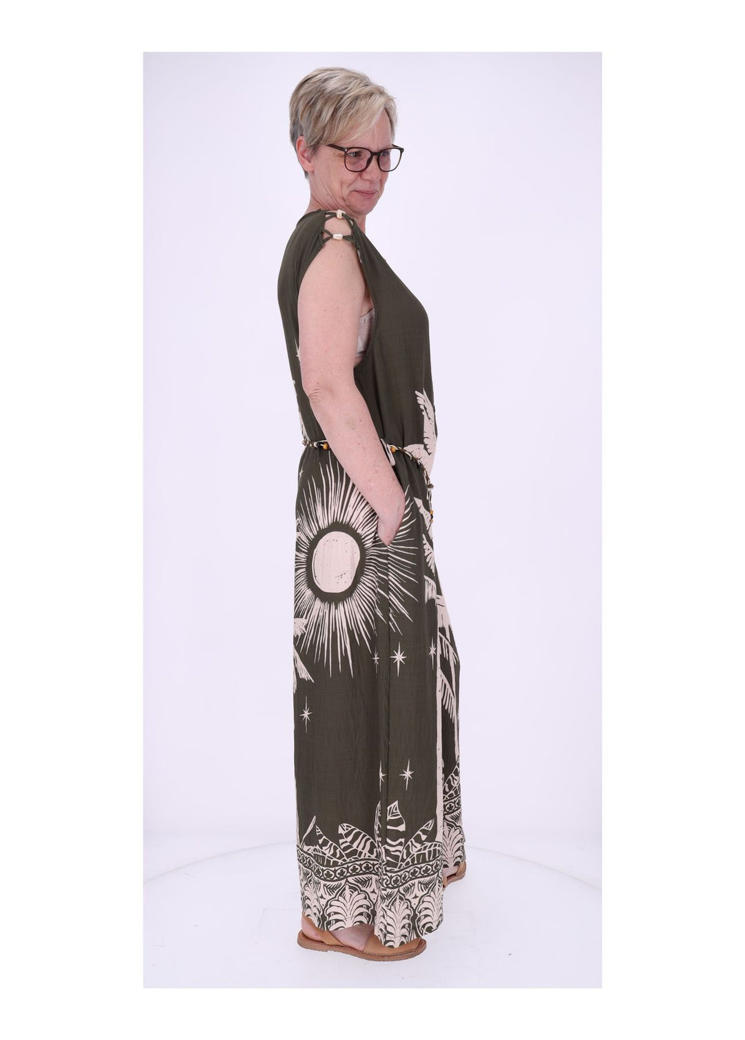 Jumper Damen ohne Arm AOP Palmwedel