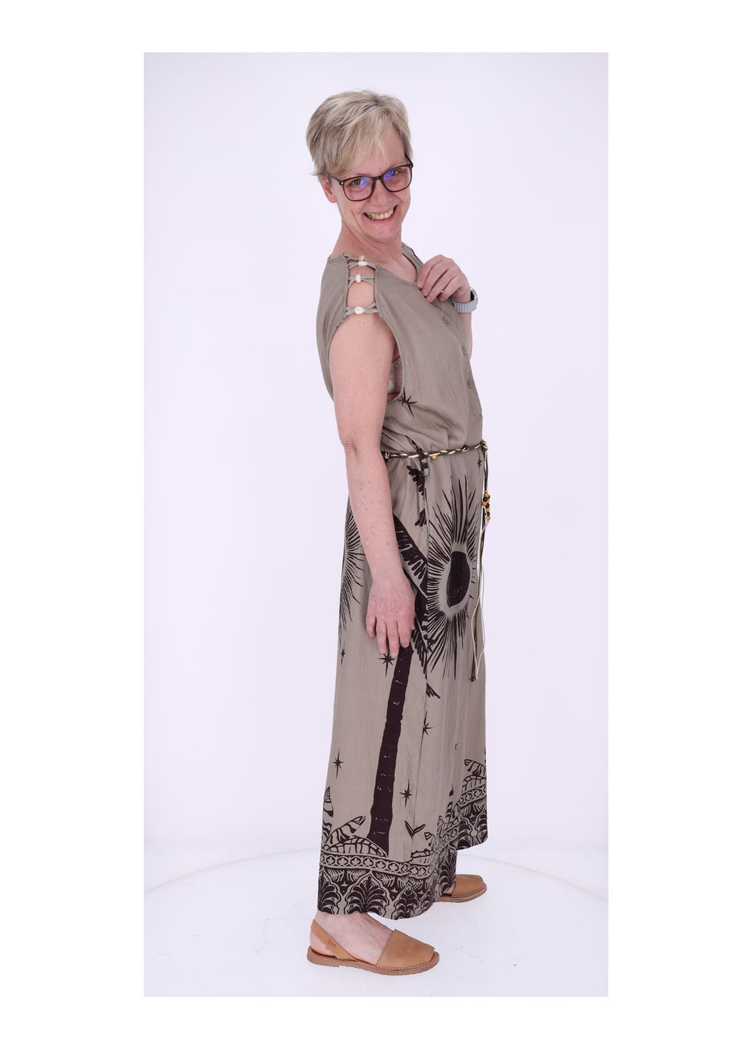 Jumper Damen ohne Arm AOP Palmwedel