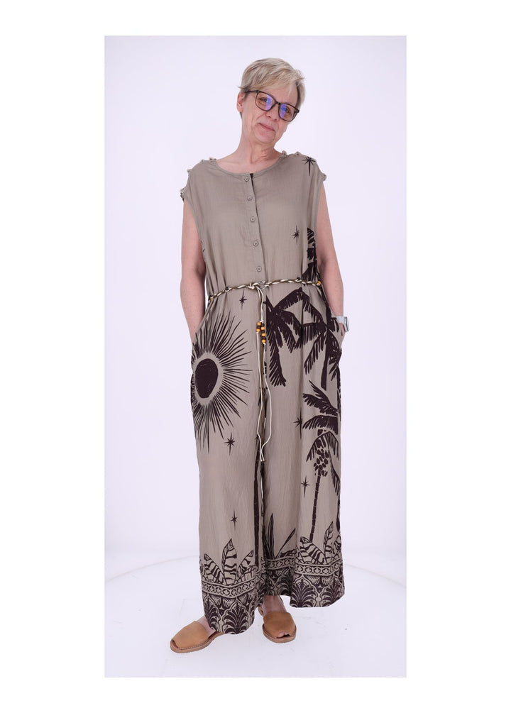 Jumper Damen ohne Arm AOP Palmwedel