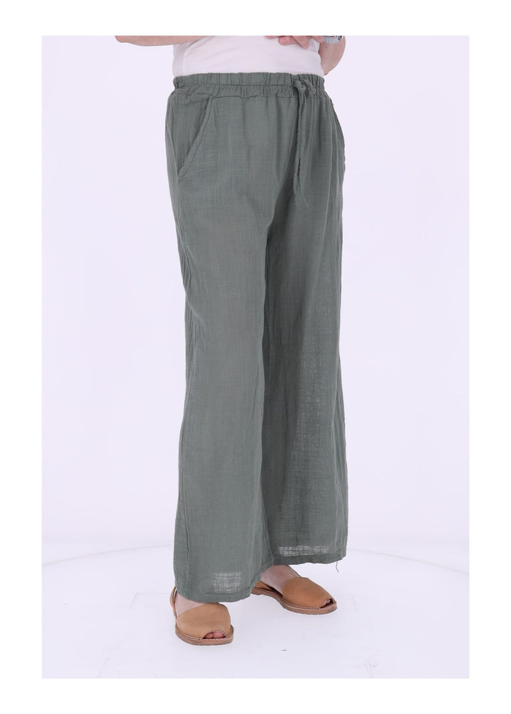 Hose Damen Leinenoptik Gummizug Taschen