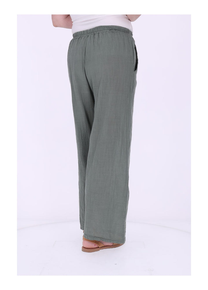 Hose Damen Leinenoptik Gummizug Taschen