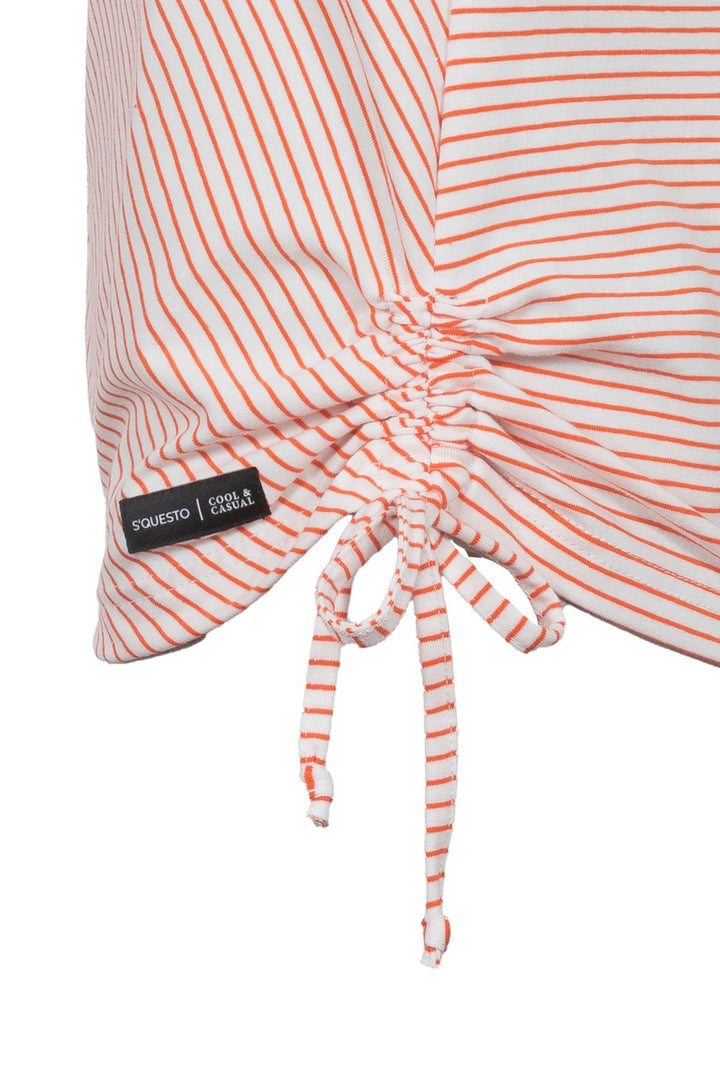 T-Shirt Damen Streifenoptik Seiten gerafft