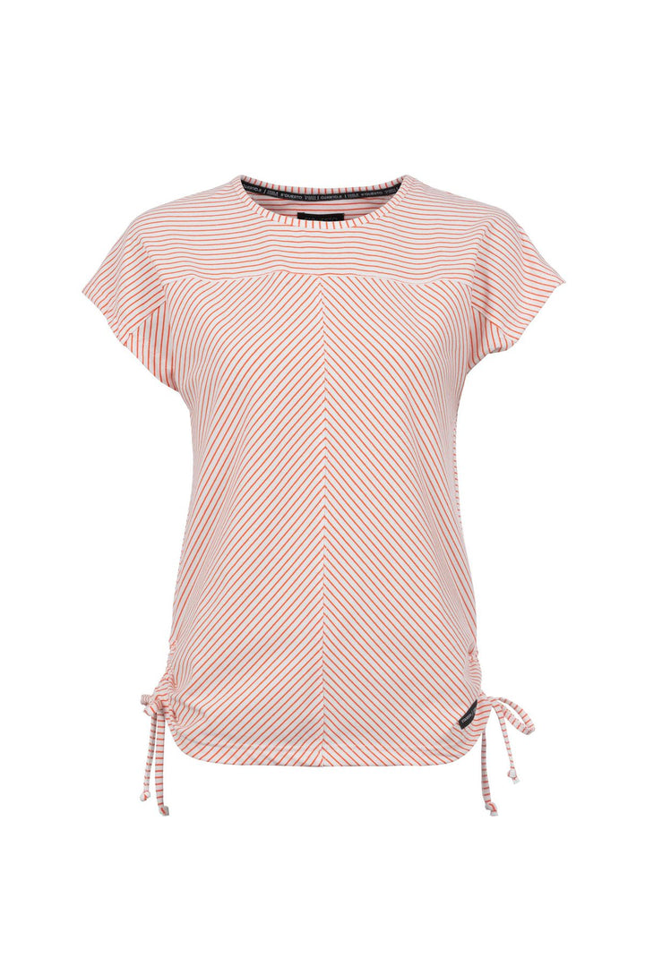 T-Shirt Damen Streifenoptik Seiten gerafft