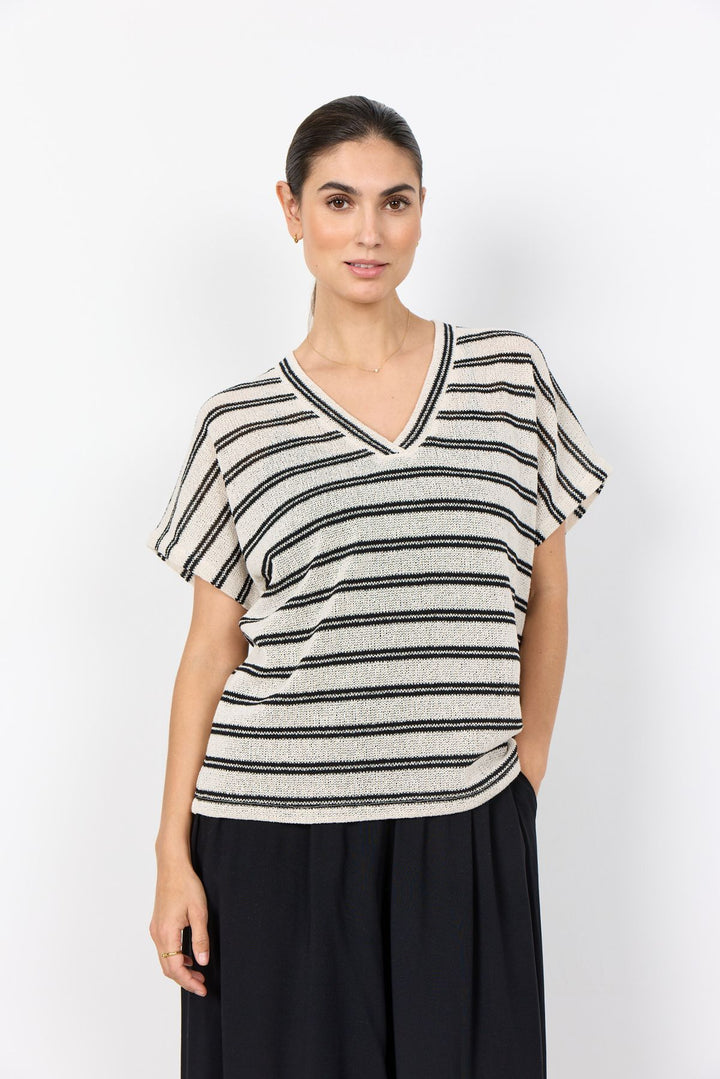 T-Shirt Damen gestrickt Streifenmuster