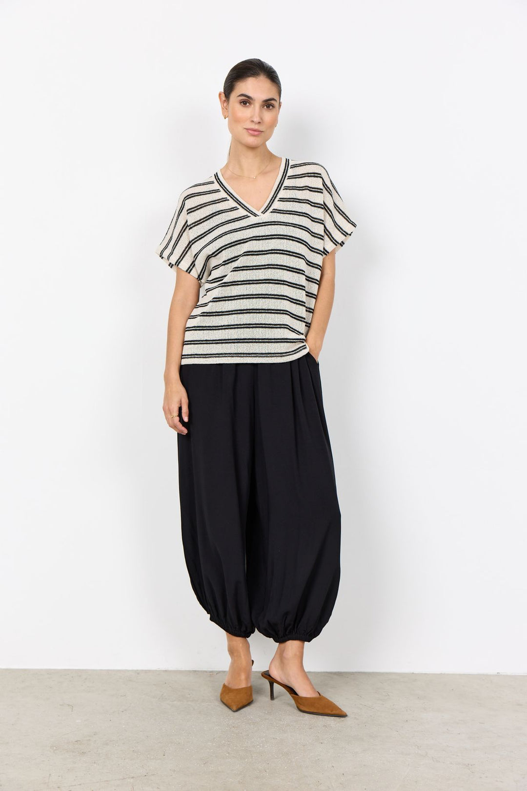 T-Shirt Damen gestrickt Streifenmuster