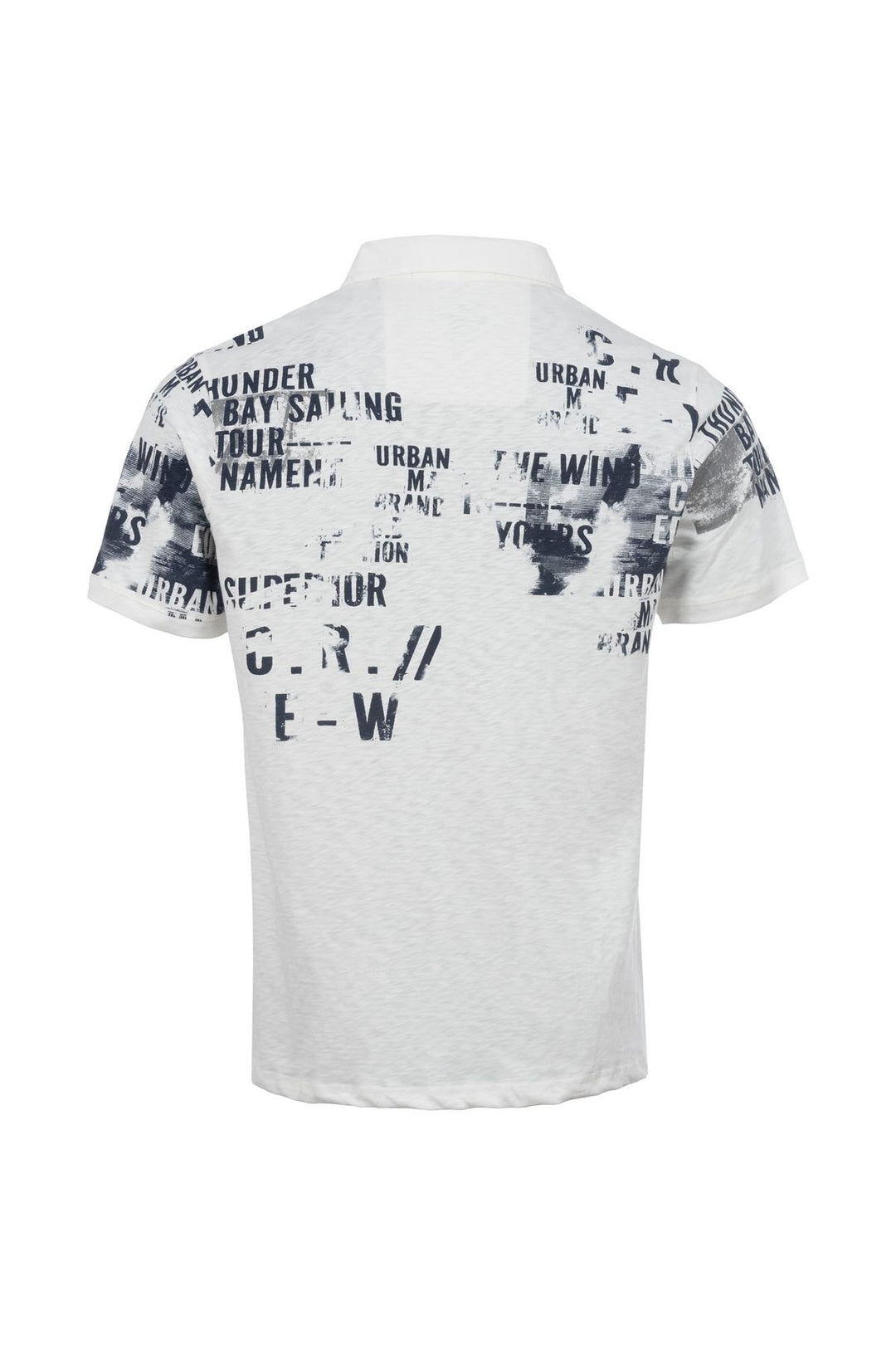 Poloshirt Herren Flammgarnoptik Lettering-Print