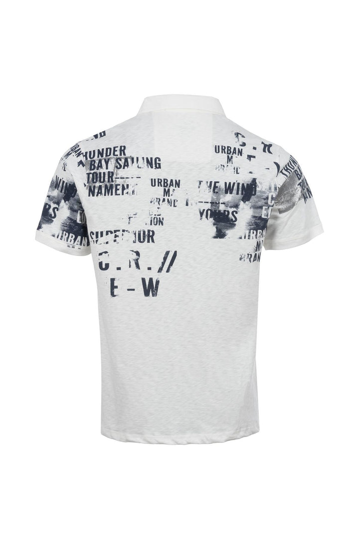 Poloshirt Herren Flammgarnoptik Lettering-Print