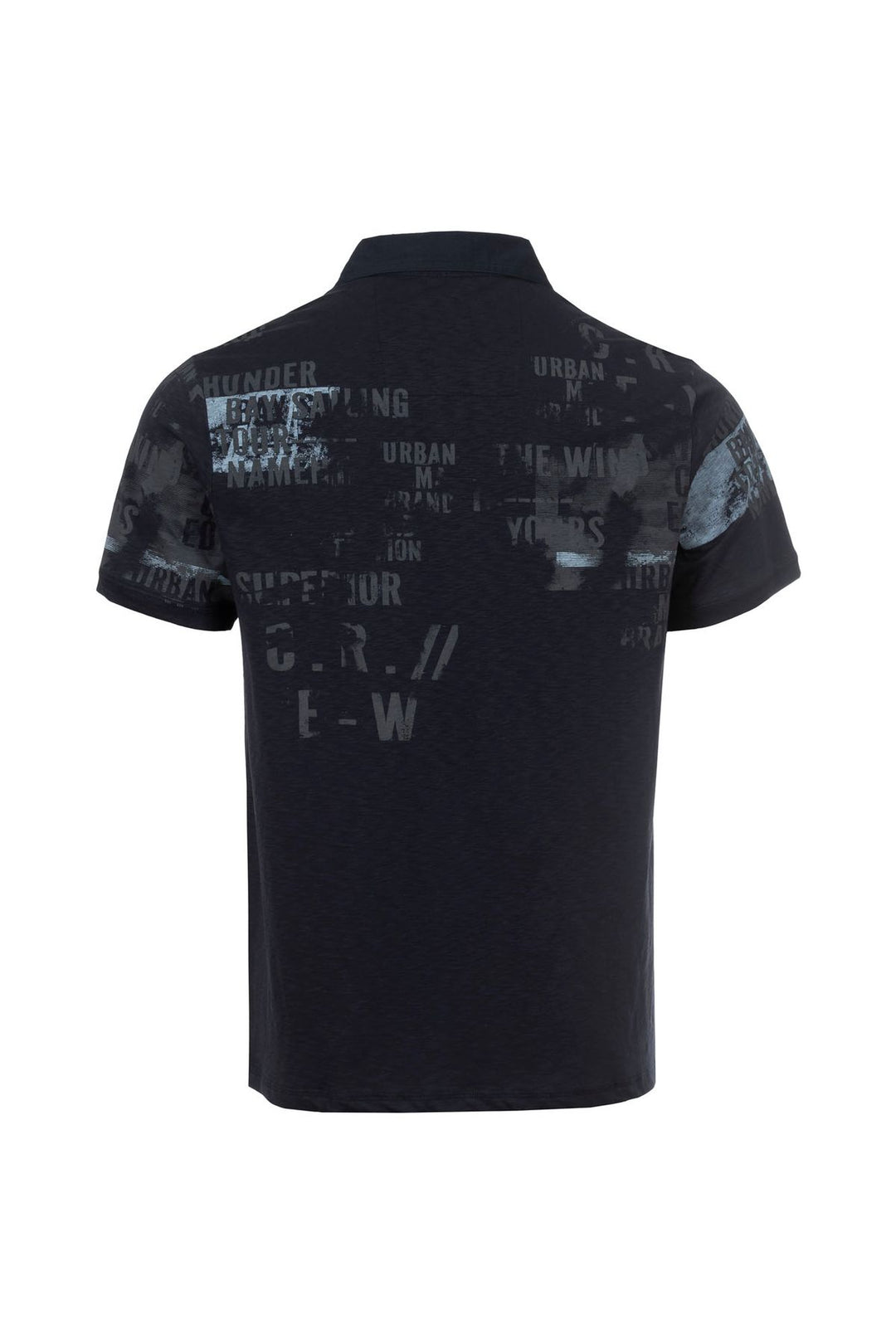 Poloshirt Herren Flammgarnoptik Lettering-Print