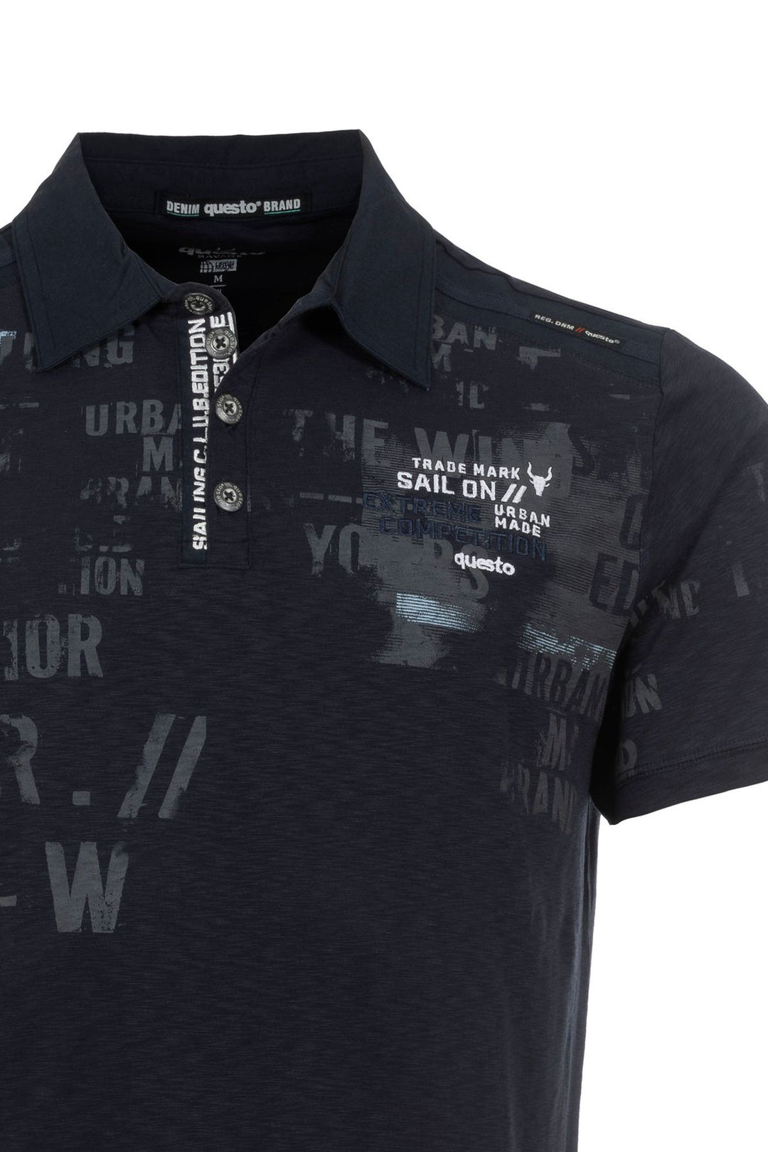 Poloshirt Herren Flammgarnoptik Lettering-Print