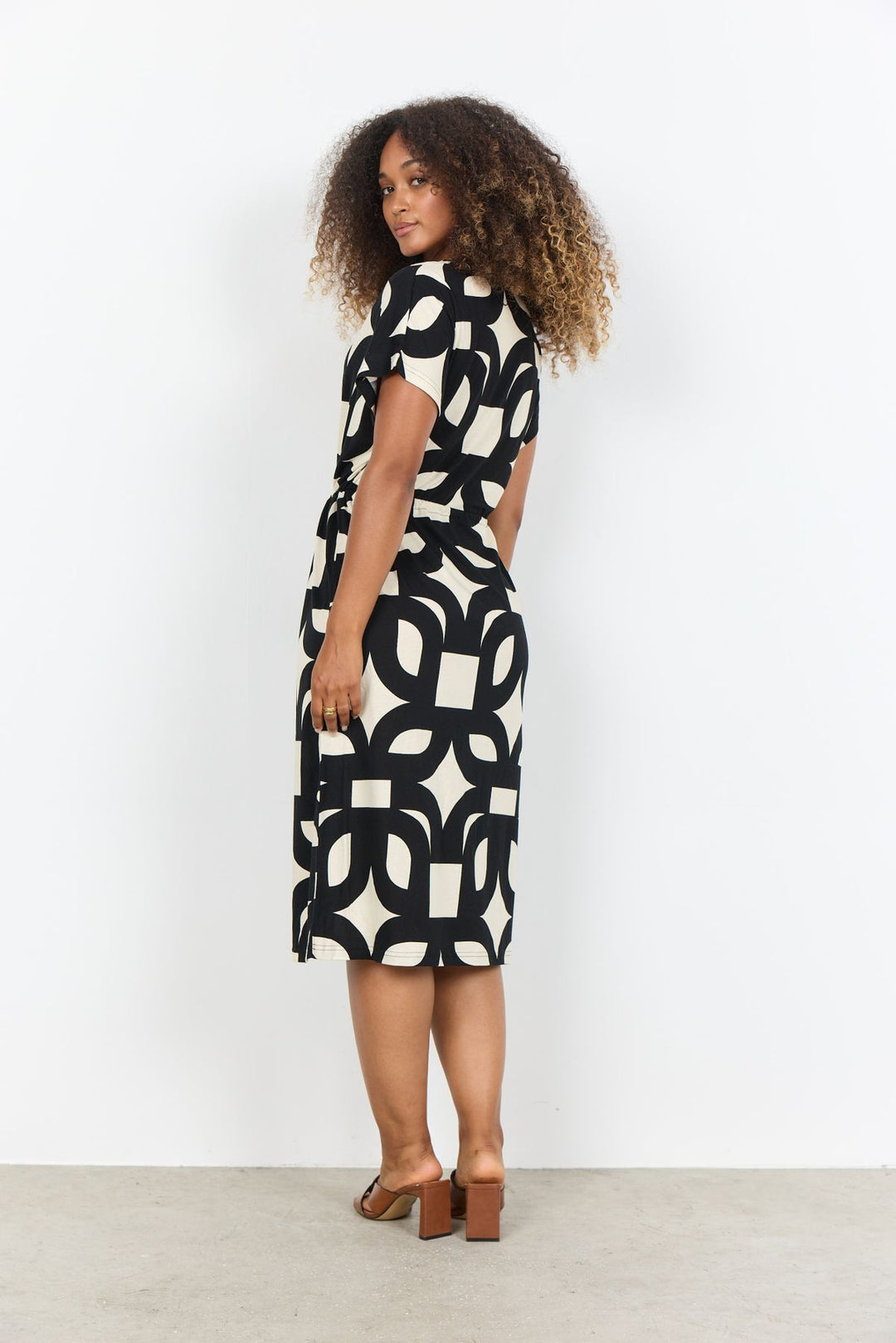 Kleid Damen Knielang Allover-Print