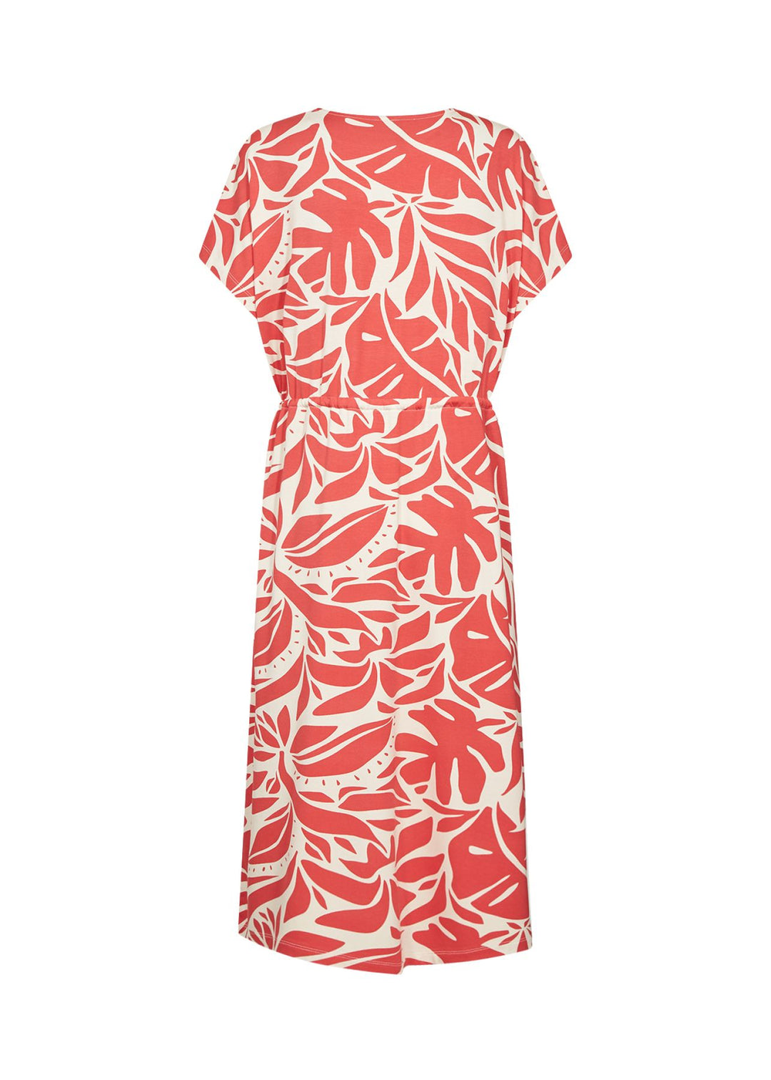 Kleid Damen Kordelzug Taillie Blätterdruck