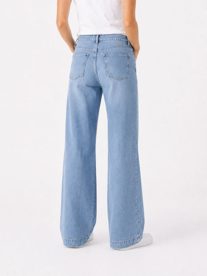 Jeans Damen Wideleg Knopfleiste