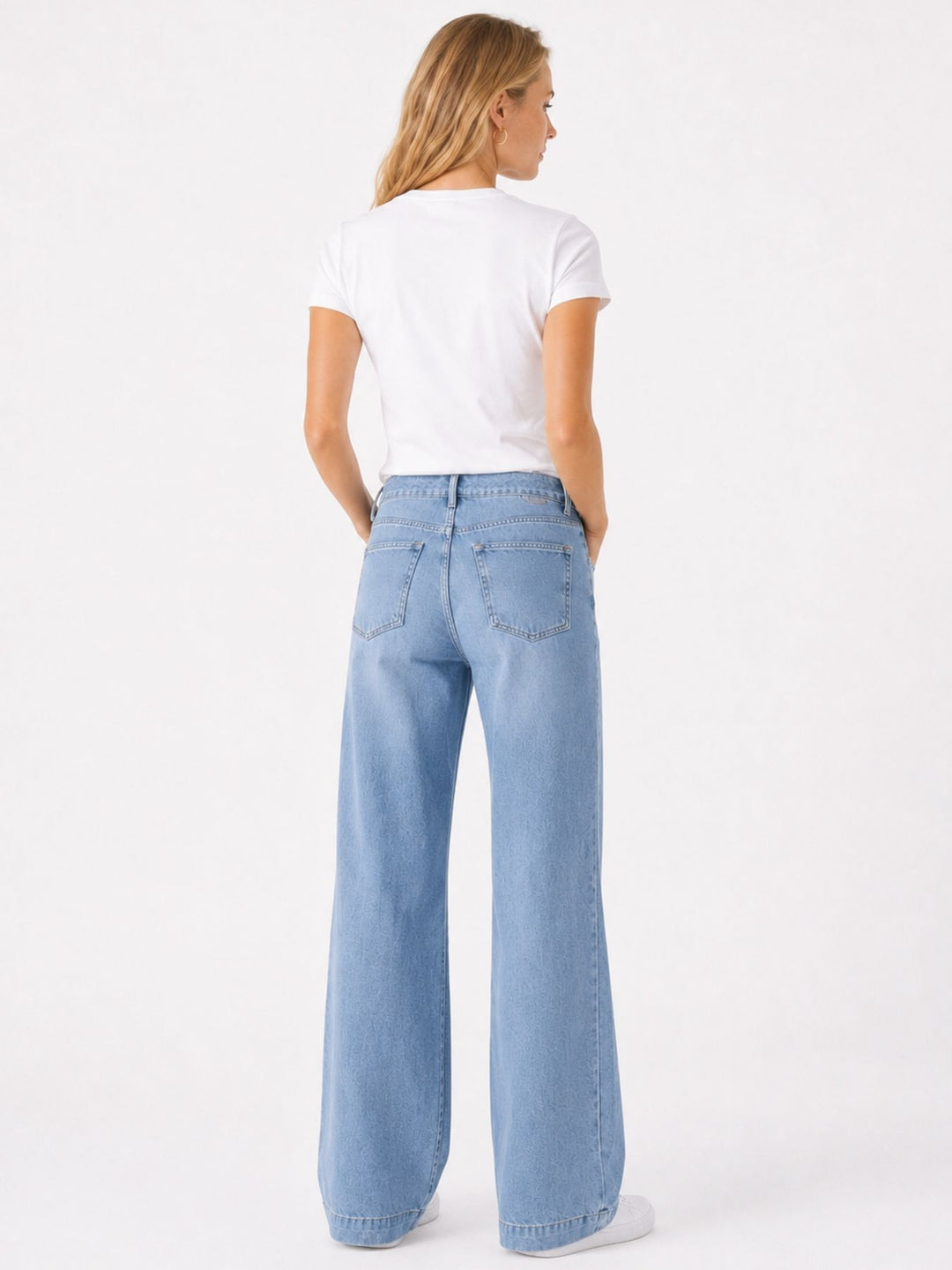Jeans Damen Wideleg Knopfleiste