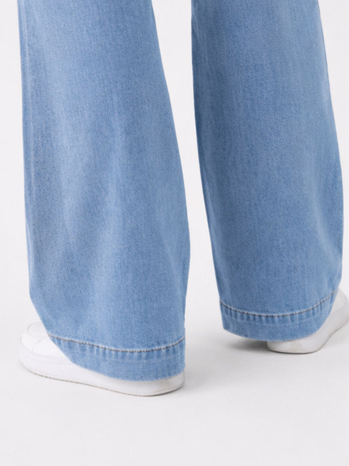 Jeans Damen Wideleg Knopfleiste