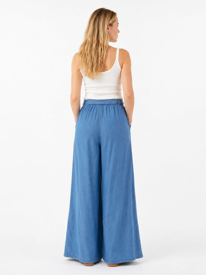 Culotte Damen Jeans Gummizug Gürtel