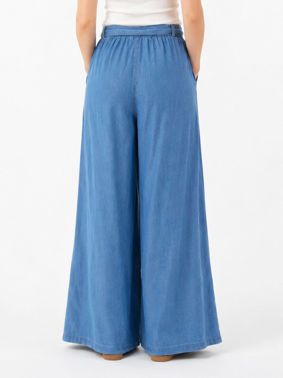 Culotte Damen Jeans Gummizug Gürtel