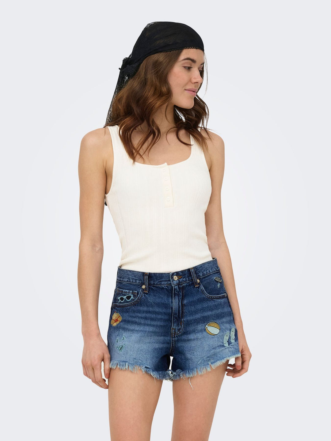 ONLBREE SL SQUARE NECK TANK TOP CC cloud dancer