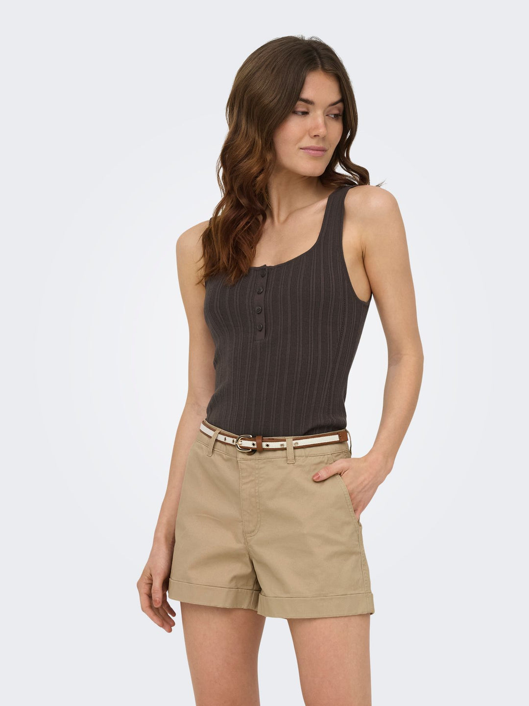 ONLBREE SL SQUARE NECK TANK TOP CC Chocolate Martini
