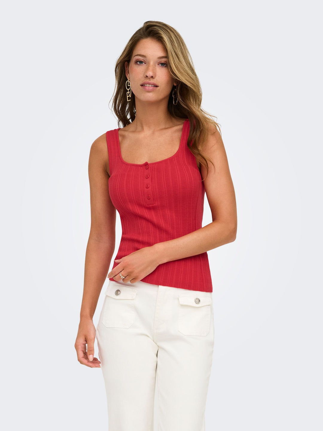 ONLBREE SL SQUARE NECK TANK TOP CC Poinsettia