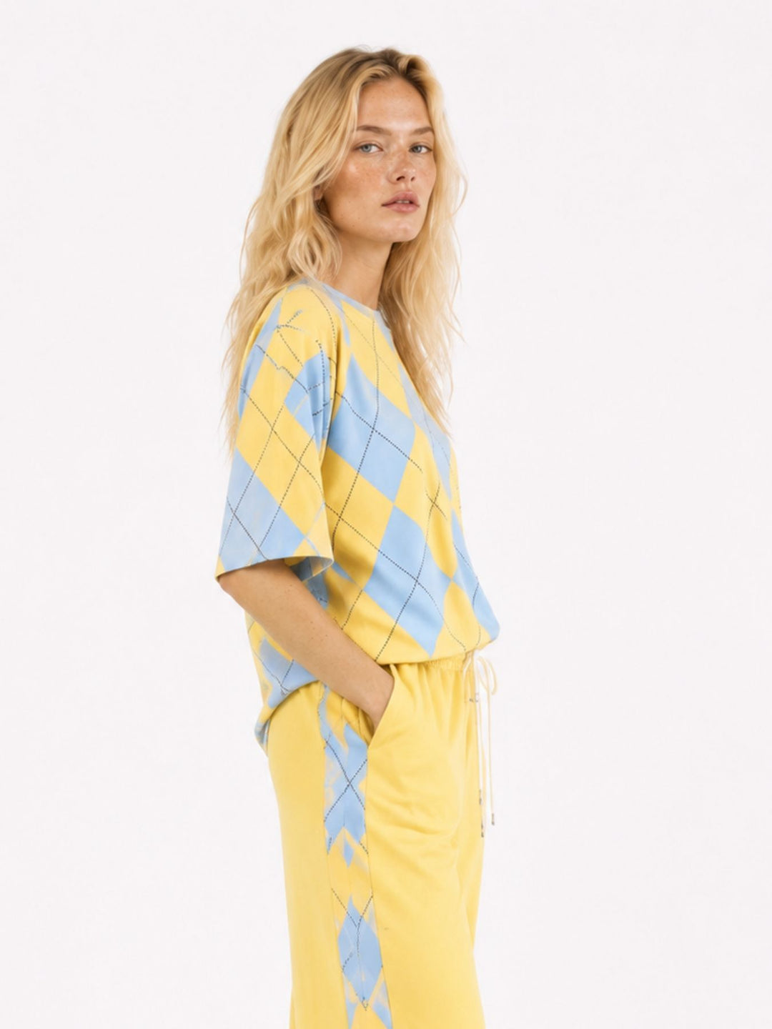 Set Jogginghose + T-Shirt Damen AOP Raute