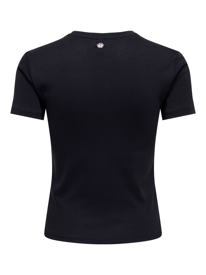 ONLKIRA NEW S/S O-NECK TOP JRS Black/SOLID BLACK