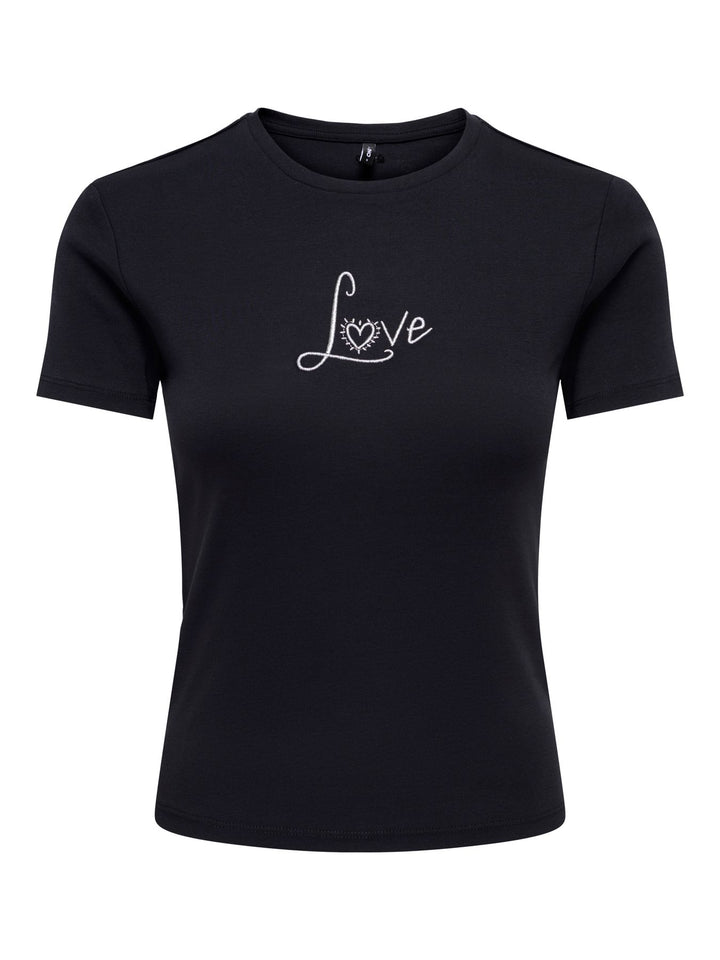 ONLKIRA NEW S/S O-NECK TOP JRS Black/SOLID BLACK