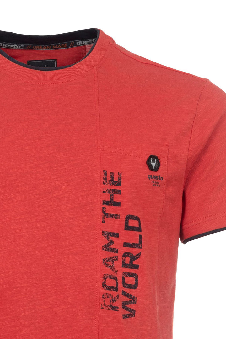 T-Shirt Herren vertikale Teilungsnaht Lettering-Print