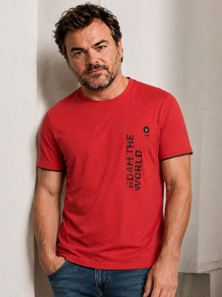 T-Shirt Herren vertikale Teilungsnaht Lettering-Print
