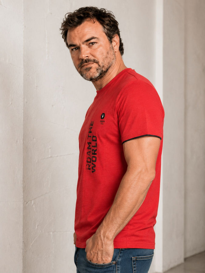 T-Shirt Herren vertikale Teilungsnaht Lettering-Print