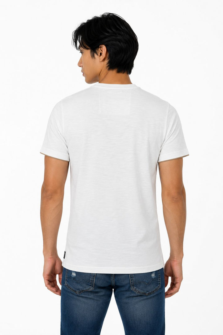 T-Shirt Herren vertikale Teilungsnaht Lettering-Print