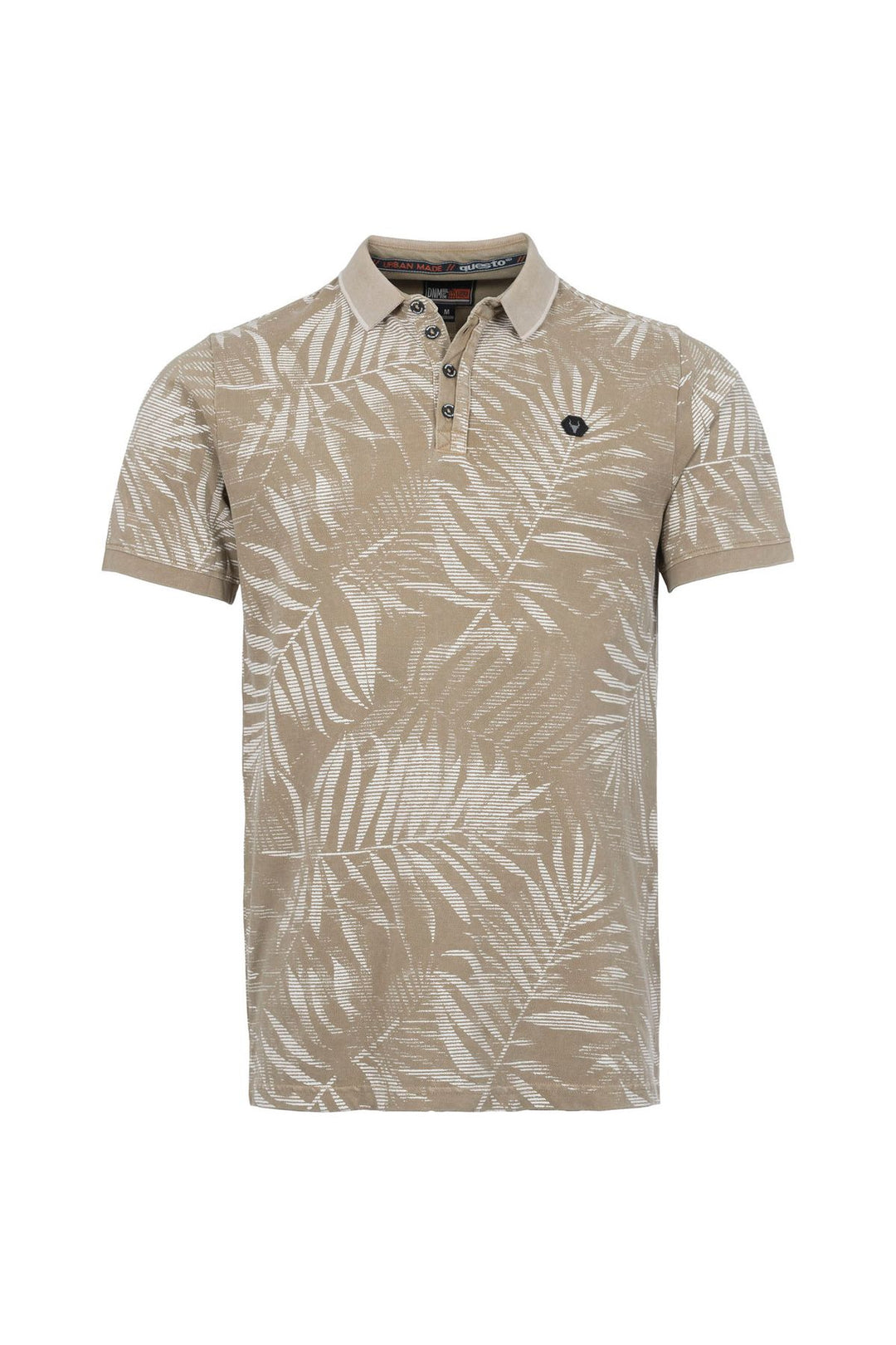 Piquée-Poloshirt Herren Palmenblatt Allover-Print