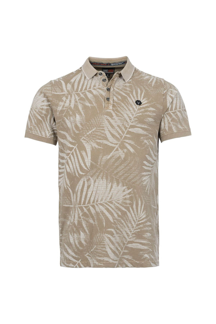 Piquée-Poloshirt Herren Palmenblatt Allover-Print