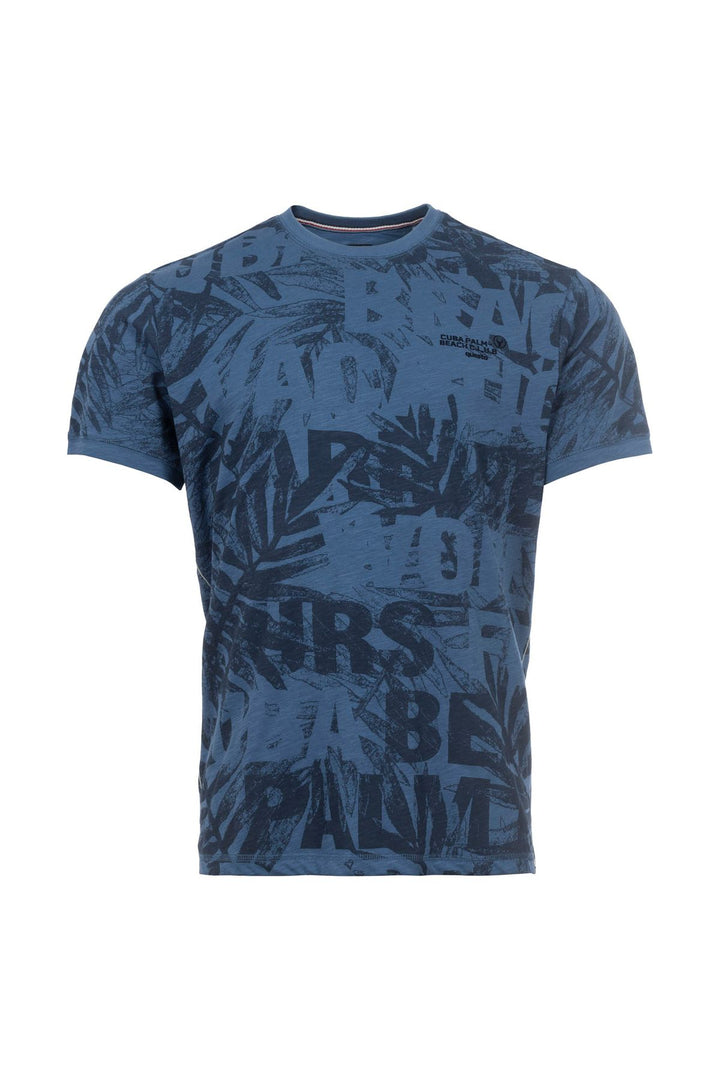 T-Shirt Herren tonaler Allover Print Palmen Blätter
