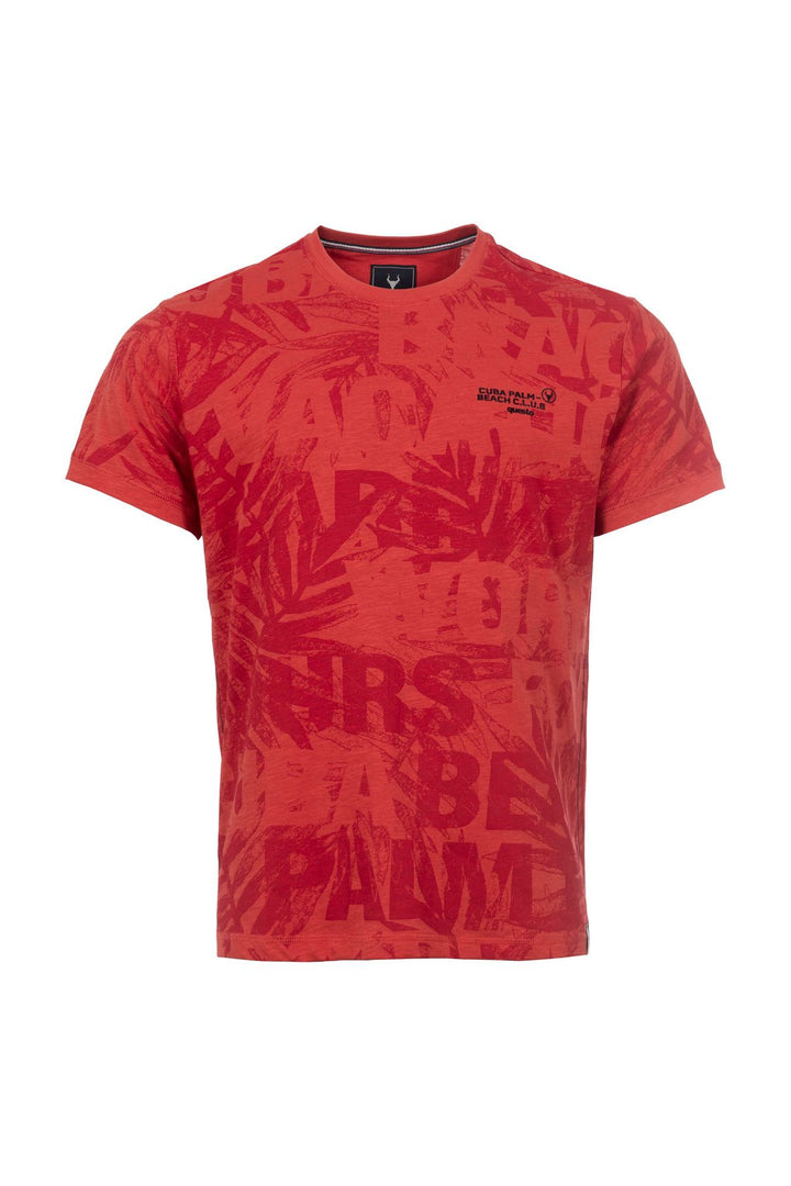 T-Shirt Herren tonaler Allover Print Palmen Blätter