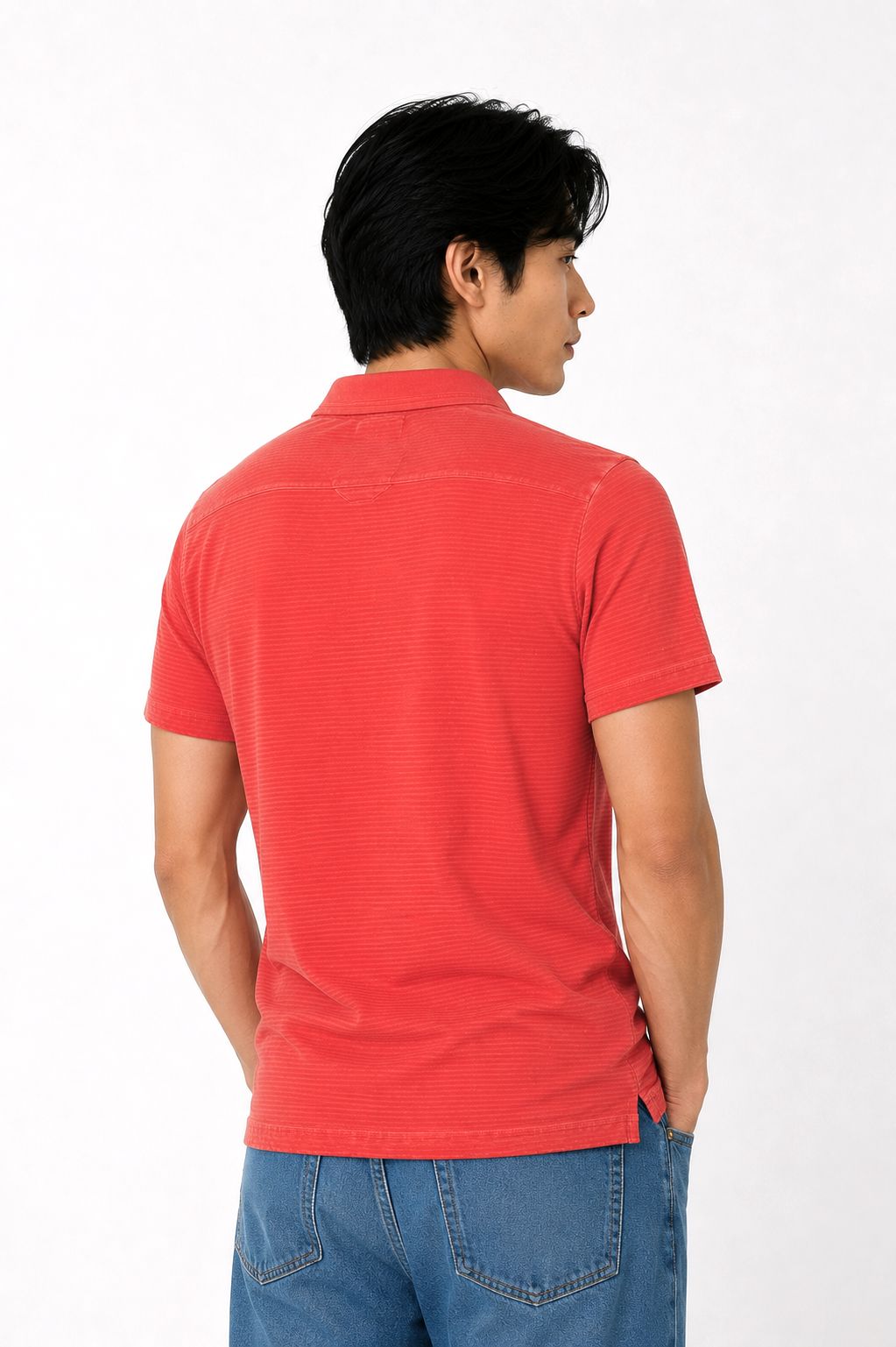 Poloshirt Herren dezente Streifen Brustprint