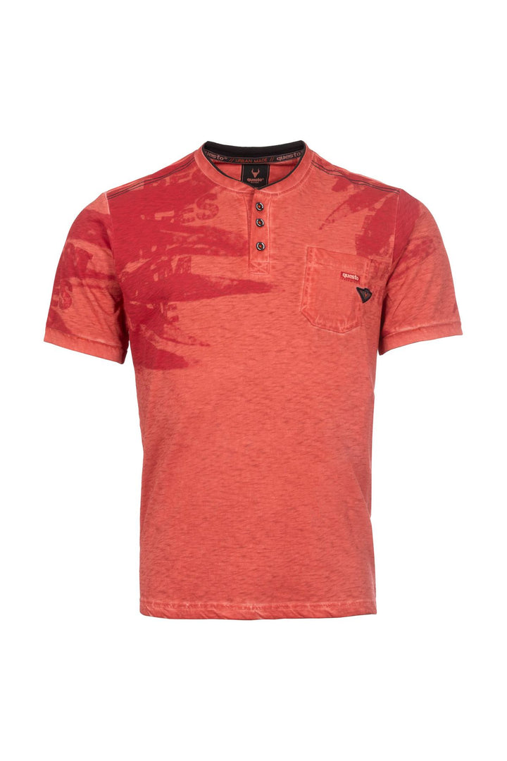 T-Shirt Herren Henley-Kragen abstrakter Palmendruck