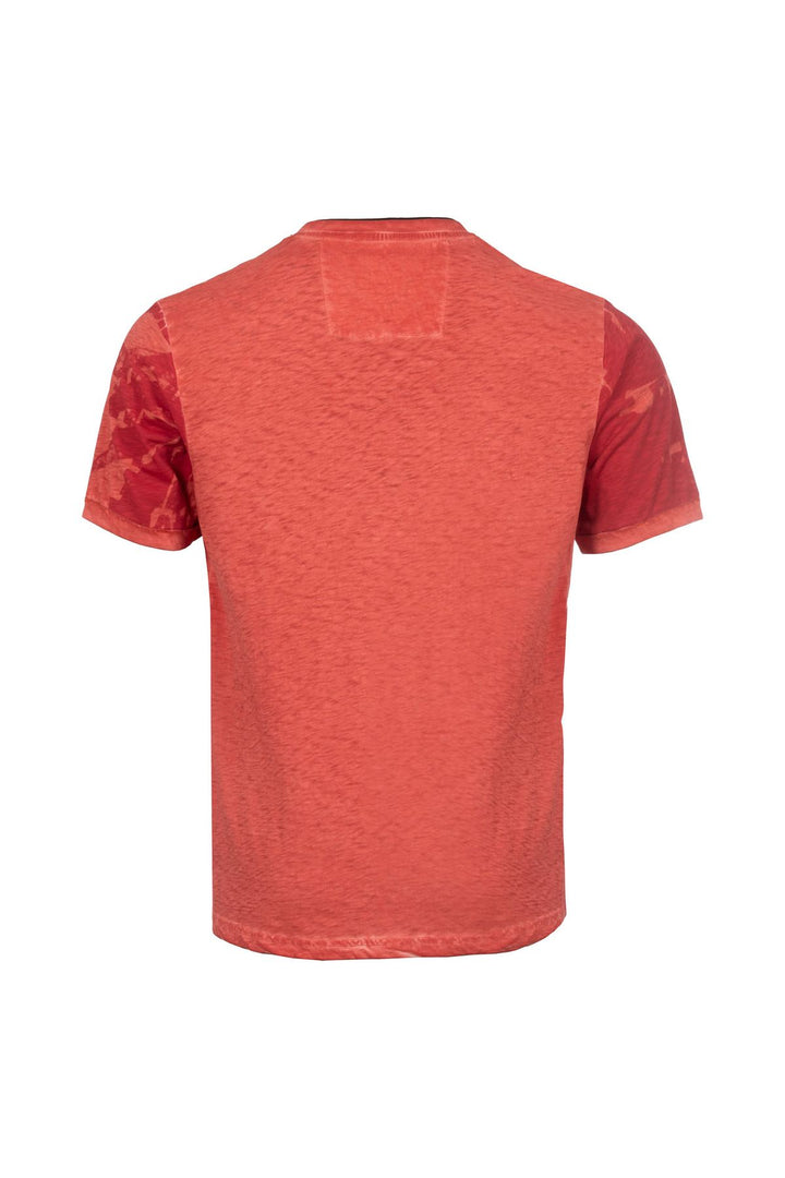 T-Shirt Herren Henley-Kragen abstrakter Palmendruck