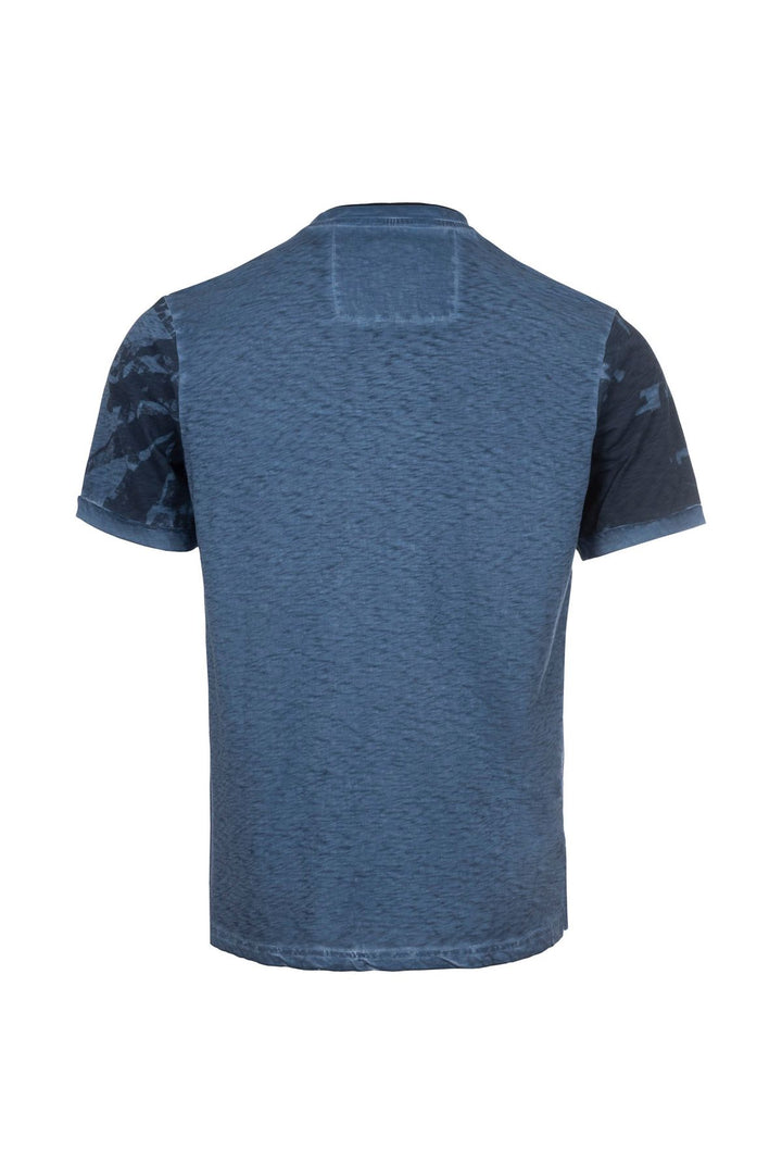 T-Shirt Herren Henley-Kragen abstrakter Palmendruck