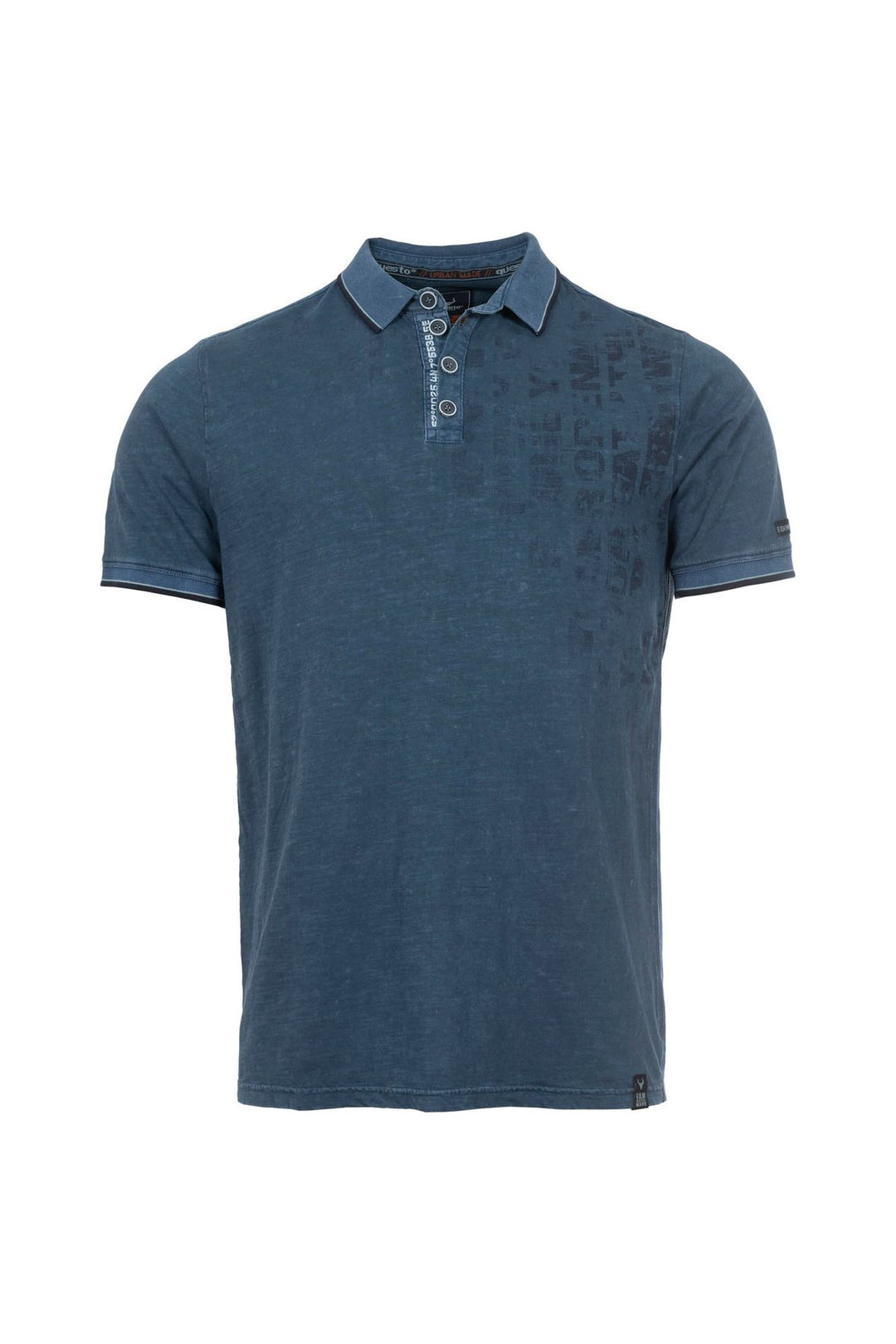 Poloshirt Herren Used-Look Lettering-Stickerei