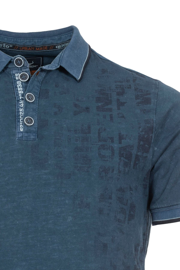 Poloshirt Herren Used-Look Lettering-Stickerei