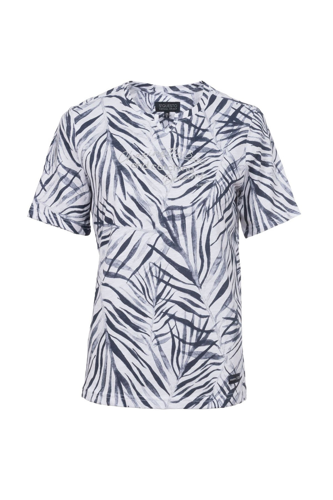 T-Shirt Damen Comfort-Sleeve Allover-Palmen-Print