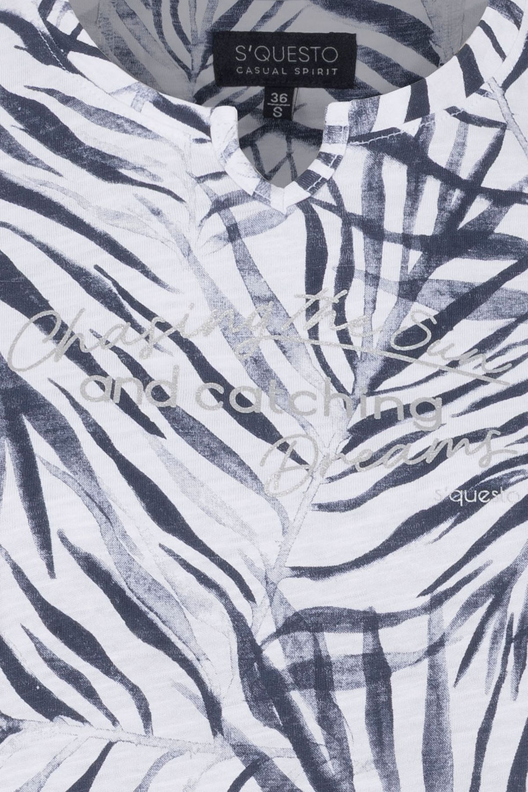 T-Shirt Damen Comfort-Sleeve Allover-Palmen-Print