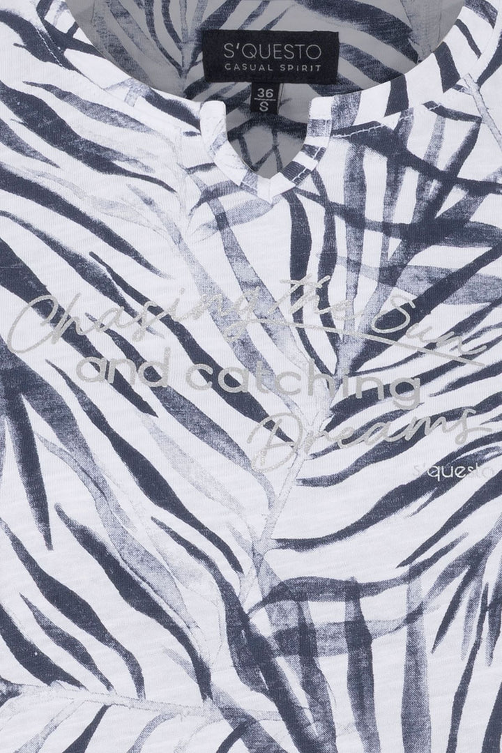 T-Shirt Damen Comfort-Sleeve Allover-Palmen-Print